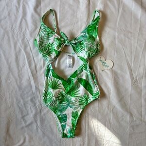 Sugar Coast by Lolli Swim One-Piece Swimsuit – Tropical Leaf Print – Size XS‎ –
